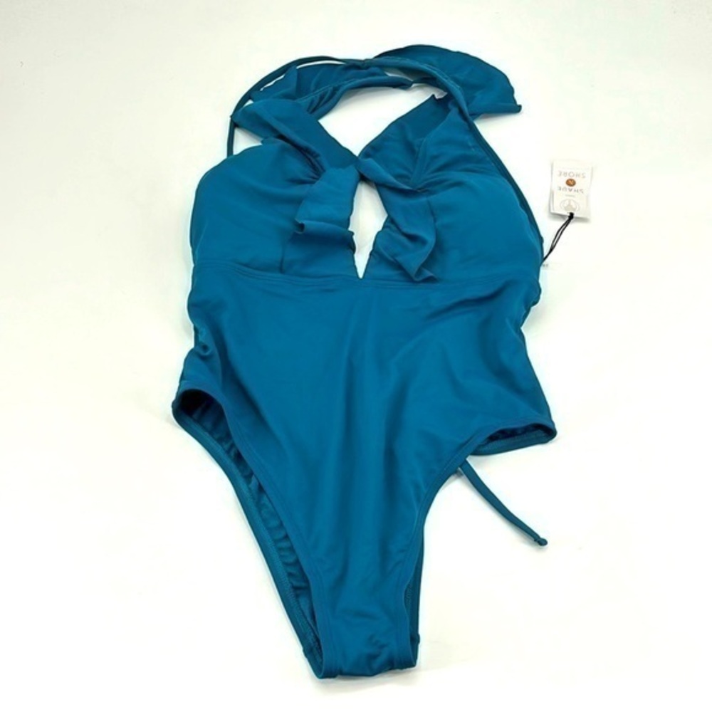 NWT Shade & shore cheeky bottom ruffled bathing suit medium